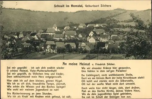 Gedicht Ak Schnait Weinstadt im Rems Murr Kreis, An meine Heimat von Friedrich Silcher