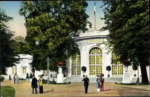 Ak Dresden Zentrum Altstadt, Hygiene Ausstellung, schöne Detailansicht