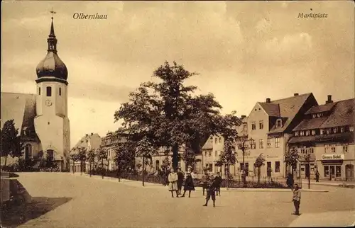 Ak Olbernhau im Erzgebirge Sachsen, Marktplatz