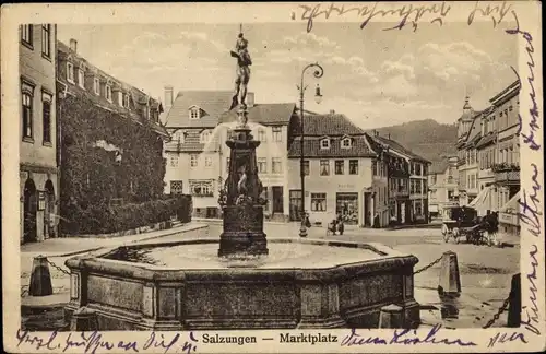 Ak Bad Salzungen im Wartburgkreis, Marktplatz, Brunnen