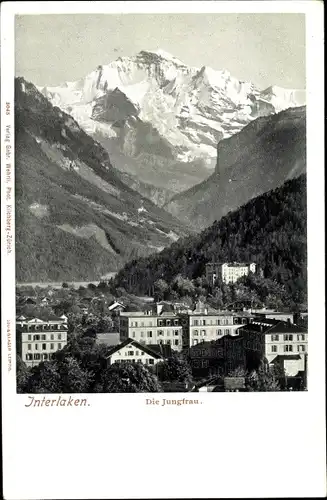 Ak Interlaken Kt. Bern Schweiz, Blick auf den Ort und die Jungfrau