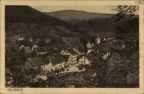 Ak Calmbach Bad Wildbad im Kreis Calw Baden Württemberg, Blick auf den Ort mit Umgebung