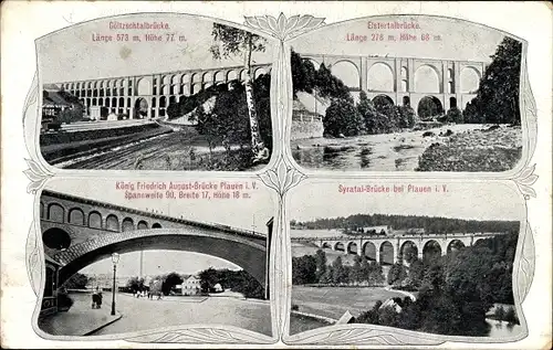 Ak Pöhl Vogtland, Blick auf die König Friedrich August Brücke, Göltzschtalbrücke, Elstertalbrücke