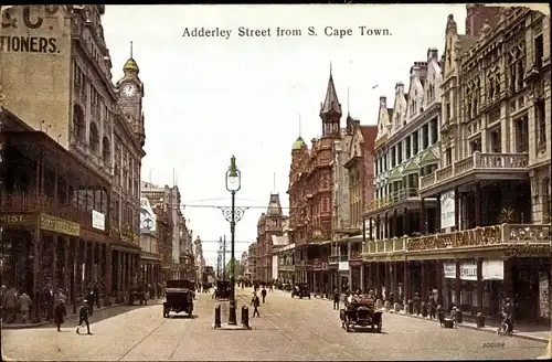 Ak Cape Town Kapstadt Südafrika, Adderley Street, Straßenpartie in der Stadt