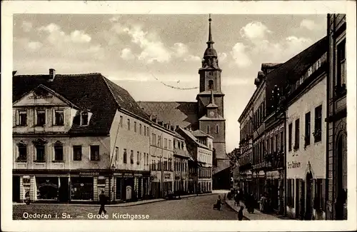 Ak Oederan Sachsen, Große Kirchgasse, Straßenpartie