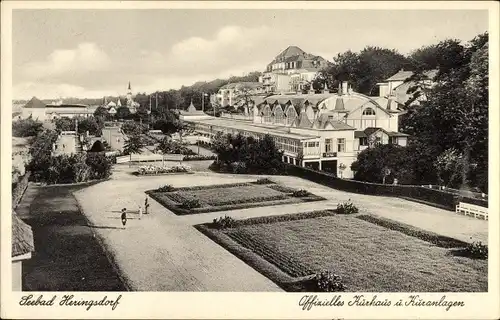 Ak Ostseebad Heringsdorf auf Usedom, Blick auf das offizielle Kurhaus, Kuranlagen