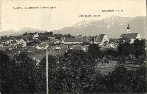 Ak Murnau am Staffelsee in Oberbayern, Blick auf Ortschaft und Umgebung, Staffelsee, Herzogstand