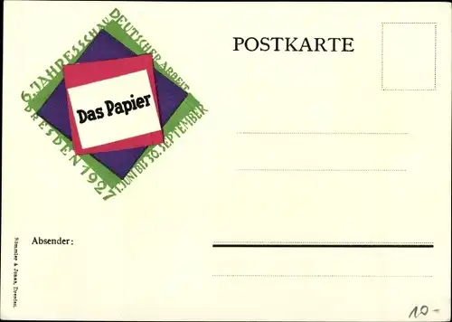 Künstler Ak Dresden, Das Papier, 6. Jahresschau deutscher Arbeit 1927, Papierverarbeitung