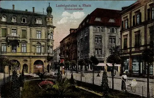 Ak Ludwigshafen am Rhein Rheinland Pfalz, Blick zur Bismarckstraße