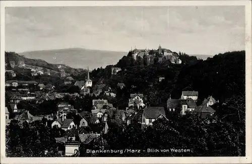 Ak Blankenburg am Harz, Blick auf den Ort mit Umgebung von Westen