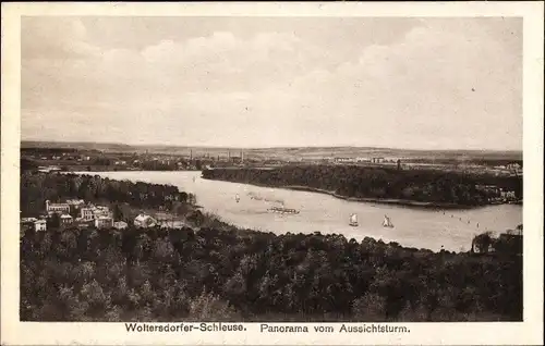 Ak Woltersdorfer Schleuse, Panorama vom Aussichtsturm