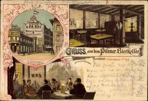 Litho Hannover in Niedersachsen, Pilsner Bierkeller, Inh. Camphausen, Windmühlenstraße 2b