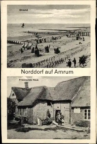 Ak Norddorf auf Amrum in Nordfriesland, Strandpartie, Friesisches Haus