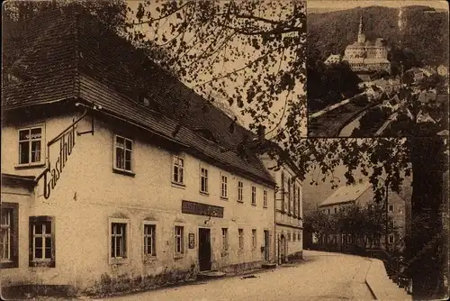 Ak Weesenstein Müglitztal in Sachsen, Gasthof, Außenansicht, Schloss