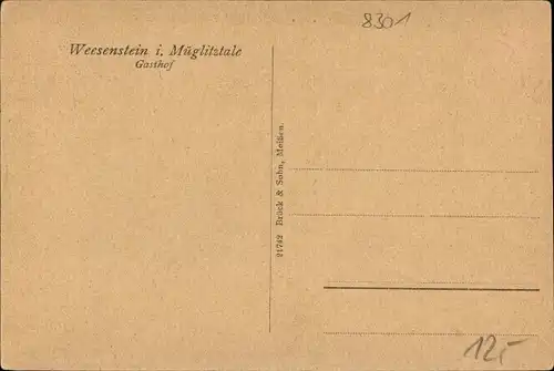 Ak Weesenstein Müglitztal in Sachsen, Gasthof, Außenansicht, Schloss