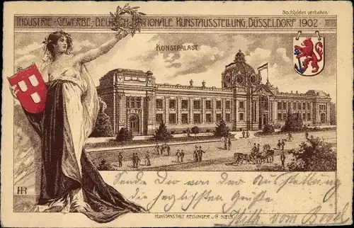 Litho Düsseldorf am Rhein, Industrie-, Gewerbe- und Kunstausstellung 1902, Kunstpalast