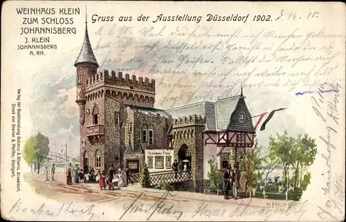 Litho Düsseldorf, Gewerbe- und Industrieausstellung 1902, Weinhaus Klein zum Schloss Johannisberg