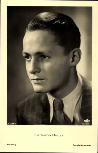 Ak Schauspieler Hermann Braun, Portrait, Ross Verlag A 3281/1