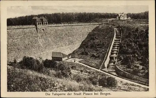 Ak Plauen im Vogtland, Blick auf die Talsperre der Stadt, Freitreppe