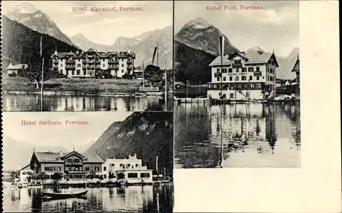 Ak Pertisau Eben am Achensee in Tirol, Hotel Alpenhof, Hotel Post, Hotel Stefanie