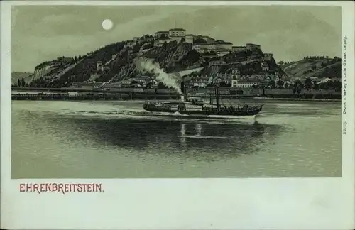 Mondschein Litho Koblenz in Rheinland Pfalz, Festung Ehrenbreitstein