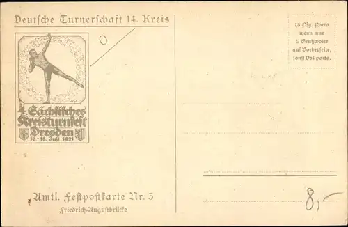 Künstler Ak Dresden, 4. Sächsisches Kreisturnfest 1921