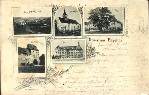 Ak Engelthal Mittelfranken, Kirche, Linde, Torgruppe, Sanatorium