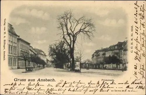 Ak Ansbach in Mittelfranken Bayern, Promenade, Straßenpartie