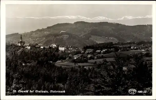 Ak St. Sankt Oswald Steiermark, Totalansicht vom Ort