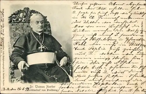 Ak Dr. Thomas Noerber, Erzbischof von Freiburg, Sitzportrait
