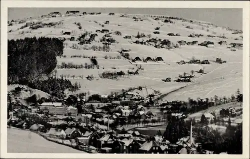 Ak Sachsenberg Georgenthal Klingenthal im Vogtland Sachsen, Stadtpanorama, Winteraufnahme