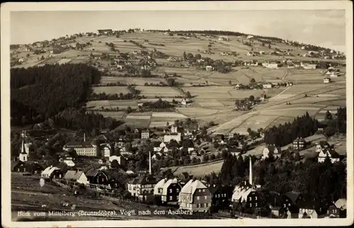 Ak Brunndöbra Klingenthal im Vogtland Sachsen, Stadtpanorama nach dem Aschberg