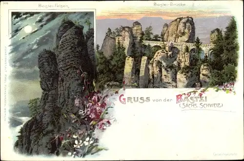 Ak Lohmen im Elbsandsteingebirge, Bastei, schöne Detailansicht