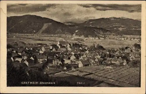 Ak Gratwein Steiermark, Panorama der Ortschaft und Umgebung mit Blick auf die Berge