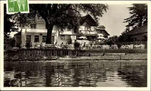 Ak Kressbronn im Bodenseekreis Baden Württemberg, Blick auf die Pension Strand Cafe, Wasserseite