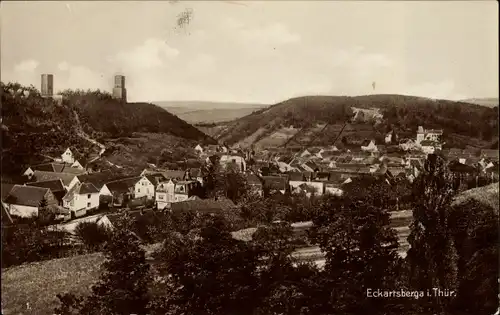 Ak Eckartsberga an der Finne im Burgenlandkreis, Panorama der Ortschaft und Umgebung