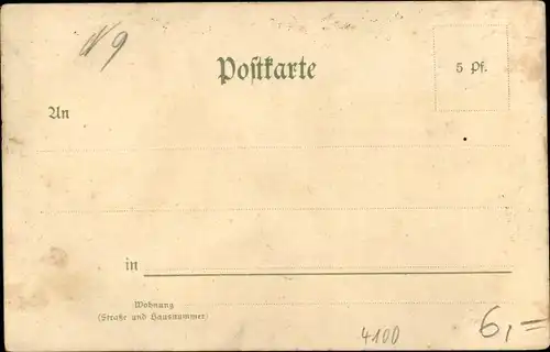 Litho Duisburg im Ruhrgebiet, Felspartie und Wasserfall auf dem Kaiserberg, Vergissmeinnicht