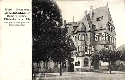 Ak Rüdesheim am Rhein in Hessen, Hotel Restaurant Ratskeller, Inh. Richard Lohse