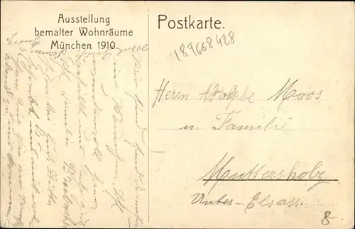 Ak München, Ausstellung bemalter Wohnräume 1910, Werkstätte für Dekorative Malerei Jos. Rosenhauer
