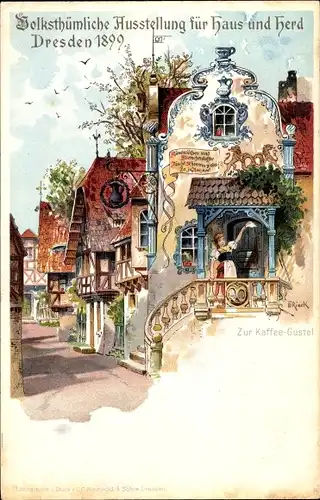 Künstler Litho Rieck, E., Dresden, Volkstümliche Ausstellung für Haus und Herd 1899