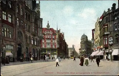 Ak Hannover in Niedersachsen, Georgstraße, Blick auf Langelaube und Nordmannstraße