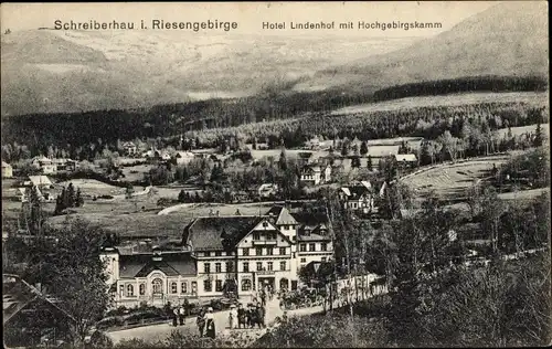 Ak Szklarska Poręba Schreiberhau Riesengebirge Schlesien, Hotel Lindenhof, Hochgebirgsklamm