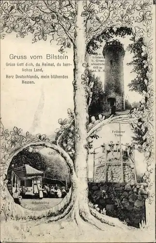 Ak Großalmerode im Werra Meißner Kreis, Bilstein, Aussichtsturm, Schutzhütte