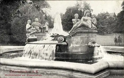 Ak Crimmitschau in Sachsen, Wettibrunnen am Bismarckhain