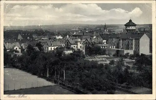 Ak Riesa an der Elbe Sachsen, Teilansicht vom Ort, Wasserturm