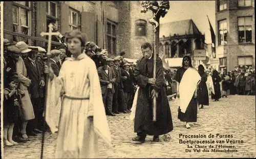 Ak Furnes Westflandern, Procession, Boetprocessie van Veurne, la chute de l'Homme