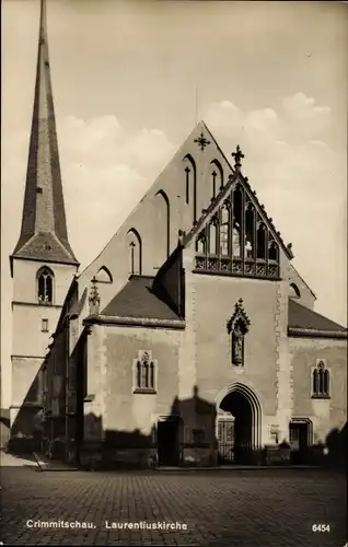 Ak Crimmitschau in Sachsen, Blick auf die Laurentiuskirche, Vorplatz