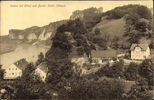 Ak Rathen an der Elbe Sächsische Schweiz, schöne Detailansicht