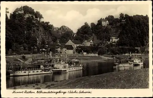 Ak Rathen an der Elbe Sächsische Schweiz, schöne Detailansicht