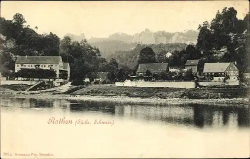 Ak Rathen an der Elbe Sächsische Schweiz, schöne Detailansicht